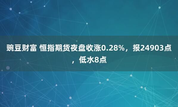 豌豆财富 恒指期货夜盘收涨0.28%，报24903点，低水8点