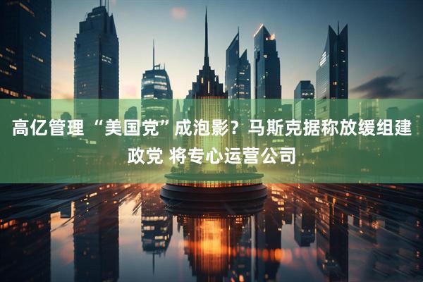 高亿管理 “美国党”成泡影？马斯克据称放缓组建政党 将专心运营公司